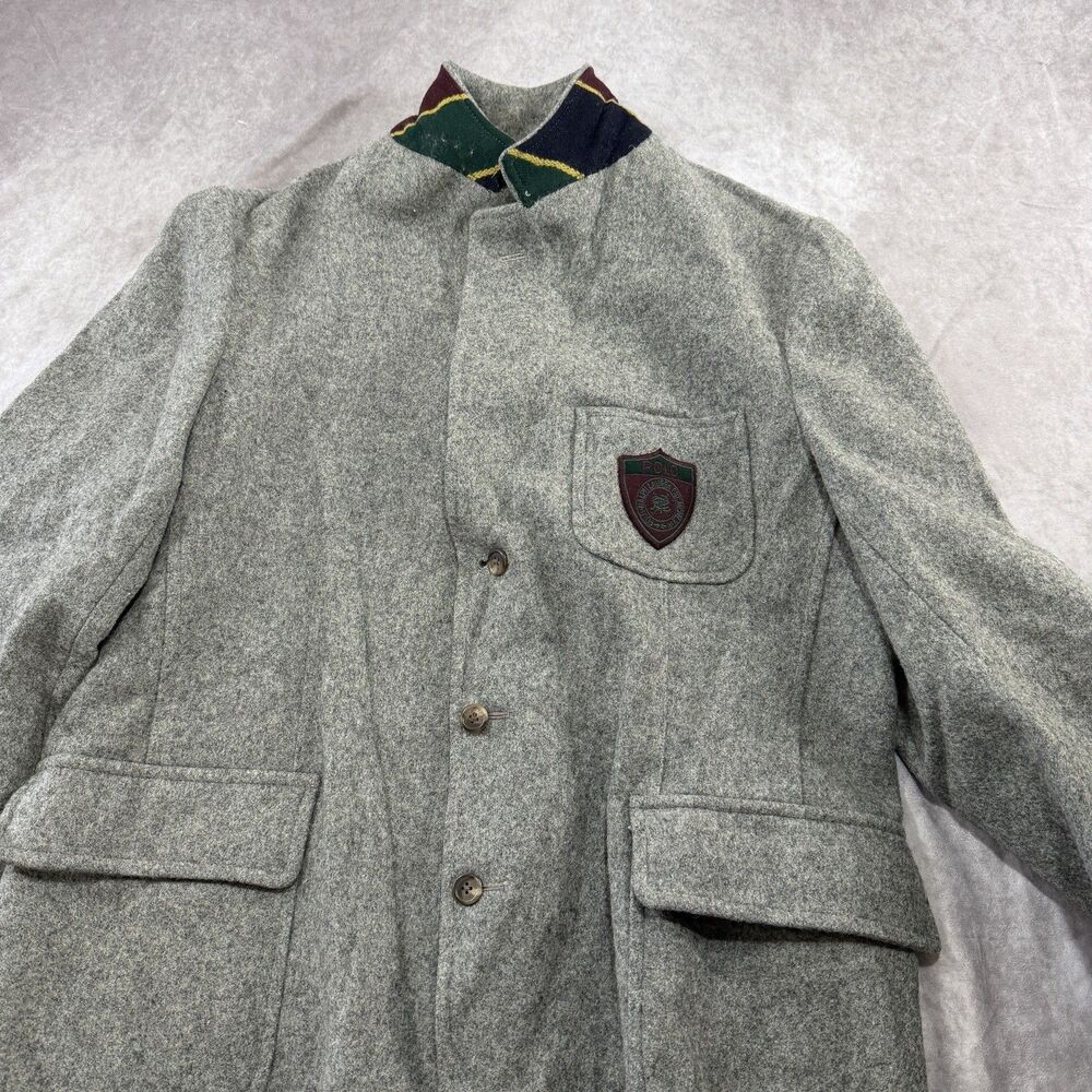 VTG 80s Polo Ralph Lauren Gray Wool Prep Crest Sportcoat Blazer Jacket L USA - Picture 14 of 16